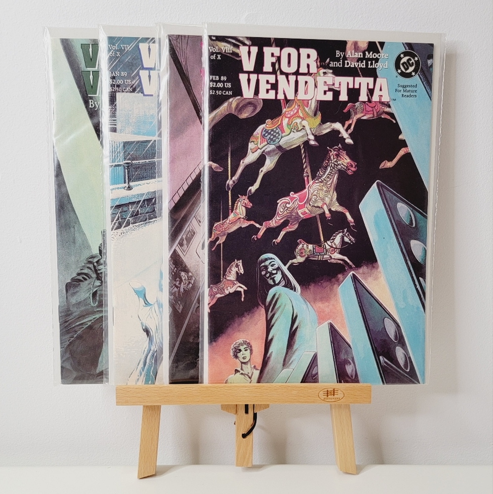 Vintage DC Comics V For Vendetta comicbooks. Issues 7, 8, 9 and 10.